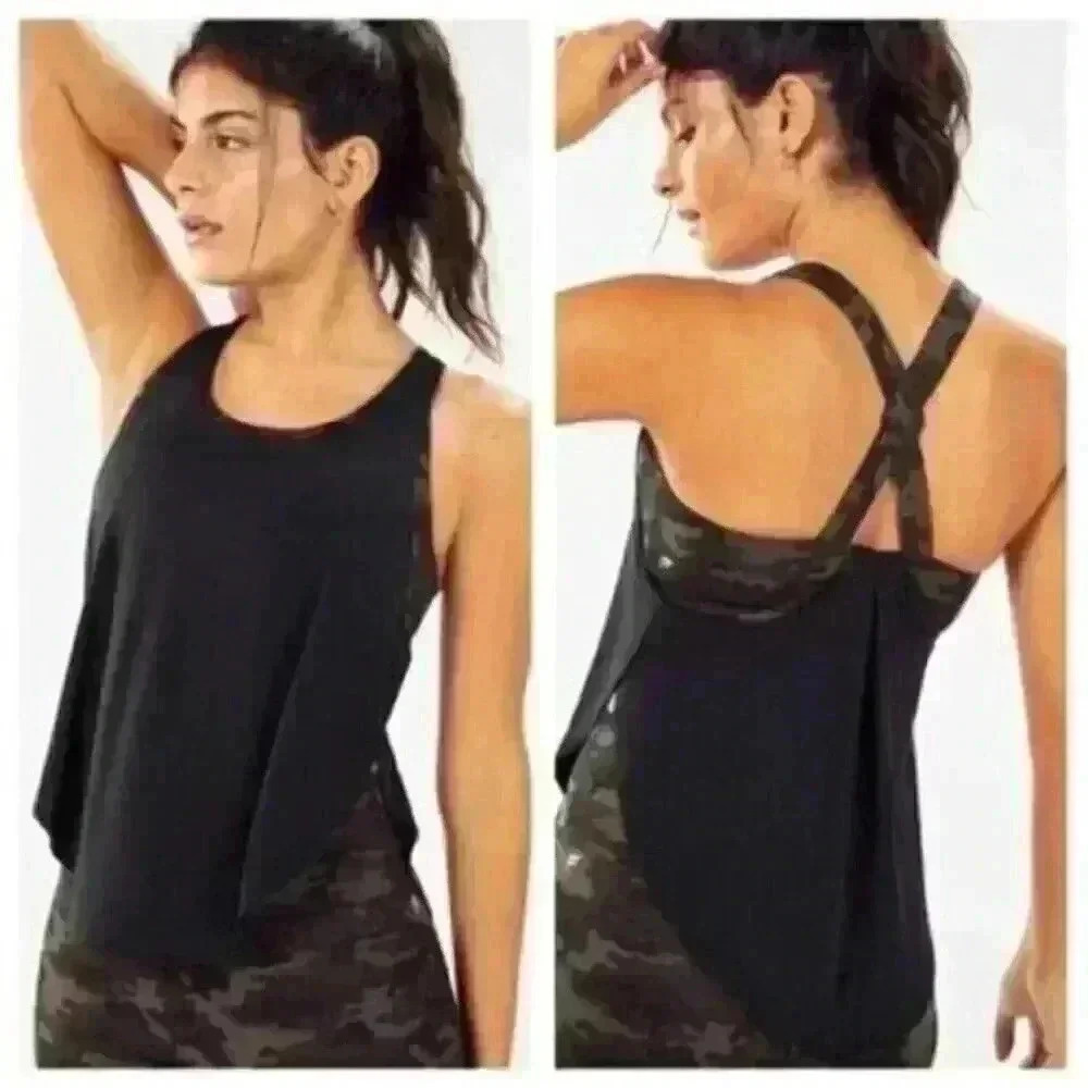 FABLETICS Giselle Powertouch Built-in Sports Bra Swing Camo Tank Top Size XXS